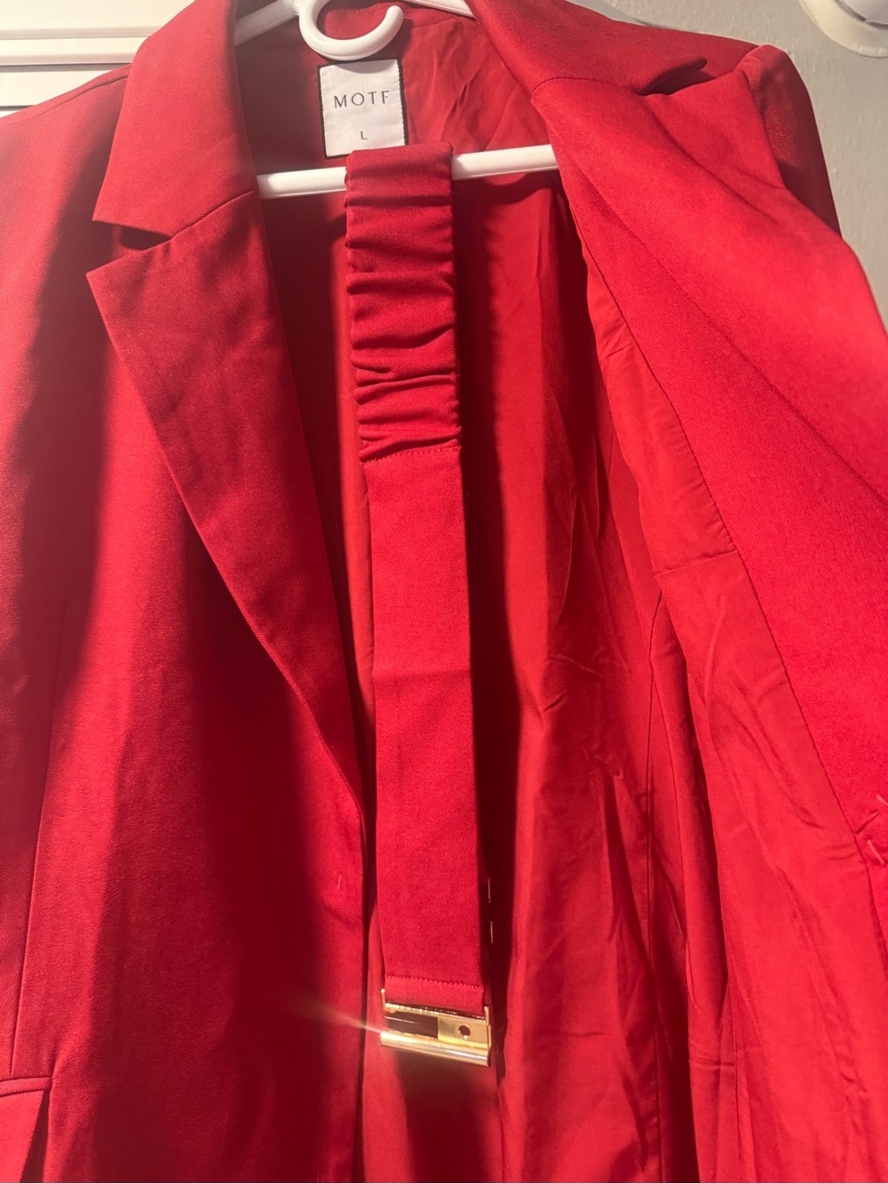 MOTF Red Ruffled Front Blazer - Picture 4 of 13